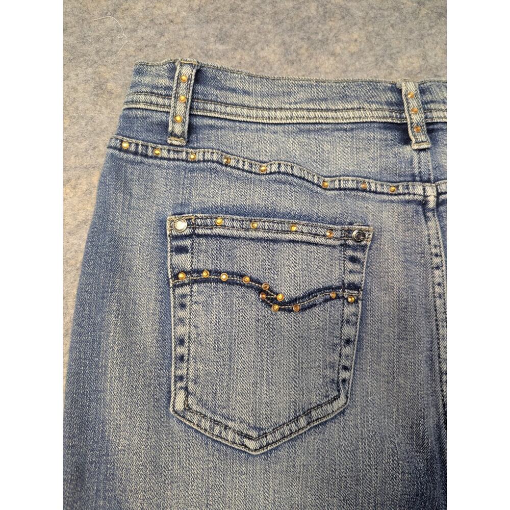 Vintage No Boundaries Skirt Juniors 7 Blue Mini Denim Jean Y2K Jewels Rhinestone - Picture 7 of 7